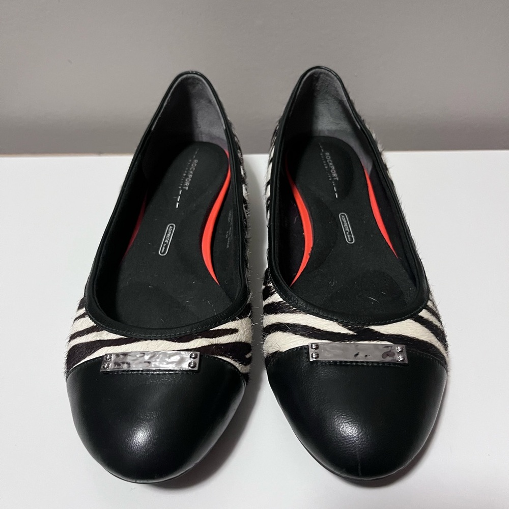 Rockport Zebra Print Calf Fur Flats